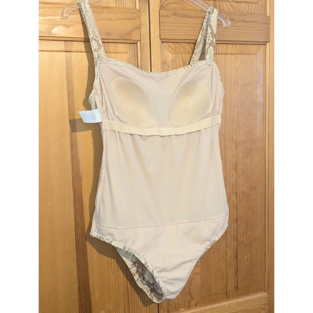 Kona Sol Women's L One Piece Swimsuit Square Neck Snakeskin Print Ruched